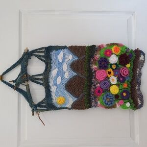 Freeform Crochet Scenic Floral Wall hanging
